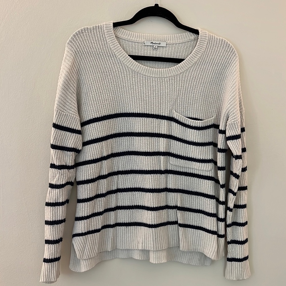 Madewell Thompson Pocket Pullover Striped Sweater
